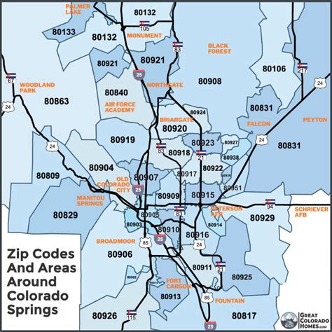 MAP Zip Code Map Colorado Springs